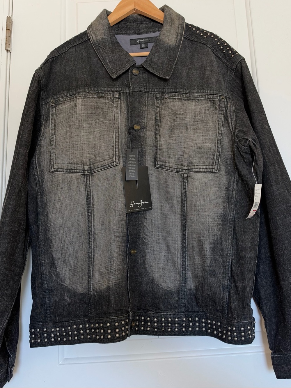 NWT Sean John Evolution Studded Denim Jacket XXL Y2K Black Burst